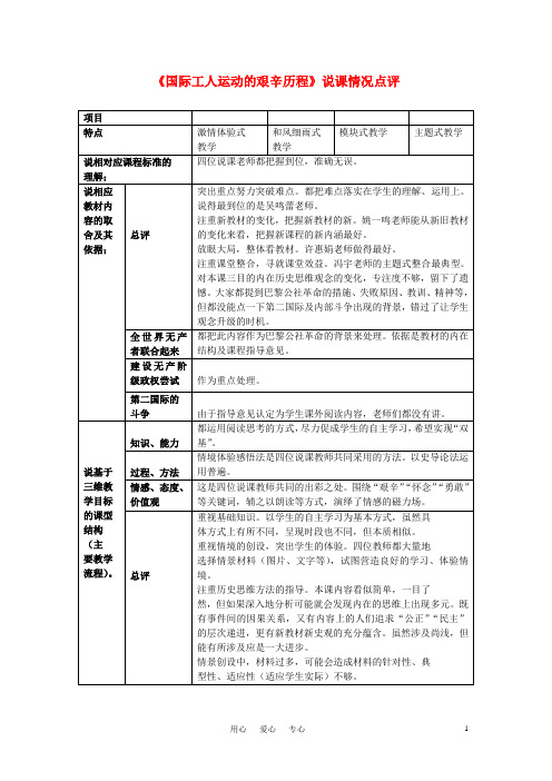 高中历史《国际工人运动的艰辛历程》教案7人民版必修1.