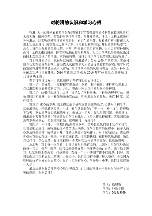 对轮滑的认识和学习心得