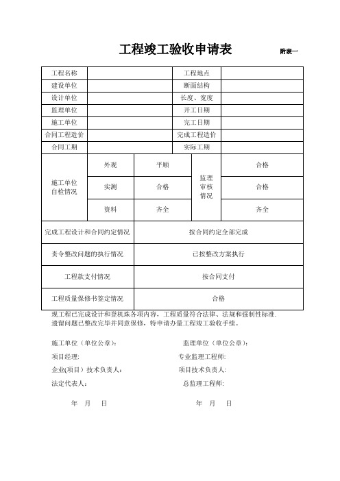 房建工程竣工验收申请表【范本模板】