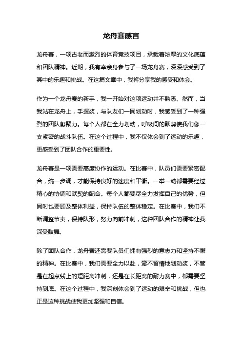 龙舟赛感言