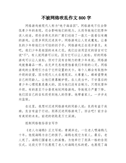 不被网络吹乱作文800字