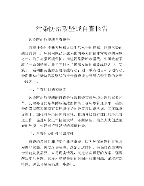 污染防治攻坚战自查报告