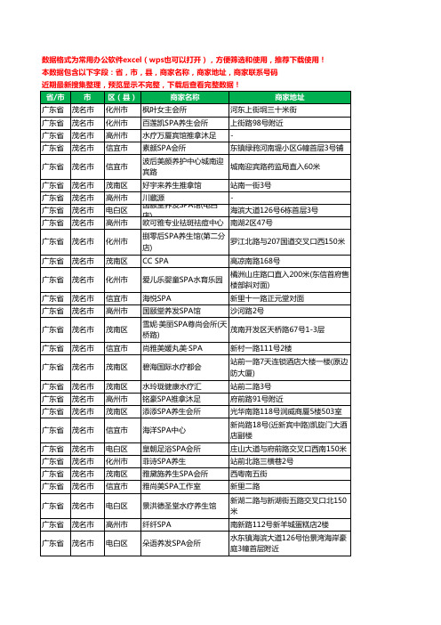 2020新版广东省茂名市美容SPA工商企业公司商家名录名单黄页联系电话号码地址大全38家