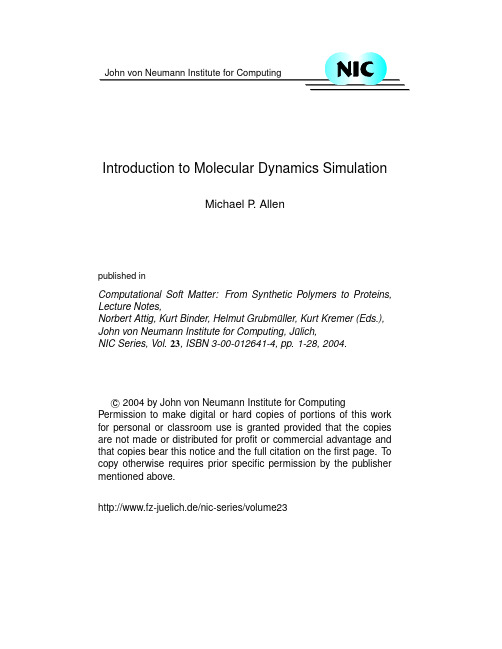 Introduction to Molecular Dynamics Simulation