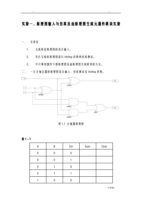 FPGA实验1_原理图输入与仿真及由原理图生成元器件模块实验