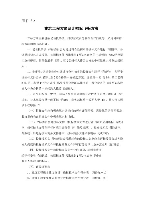 建筑工程方案设计招标评标方法