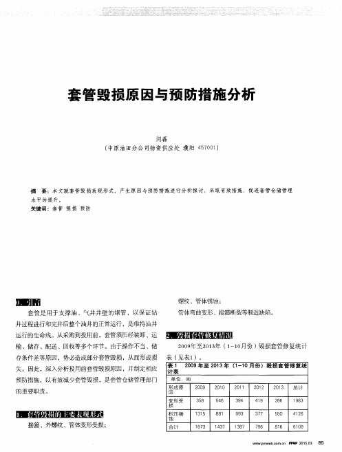 套管毁损原因与预防措施分析