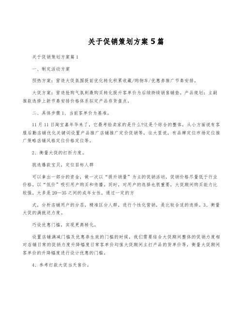 关于促销策划方案5篇