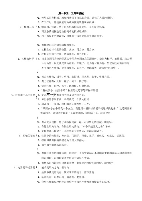 六年级科学上册第一单元复习提纲