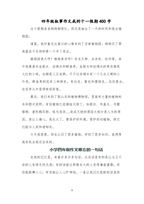 四年级叙事作文我的十一假期400字