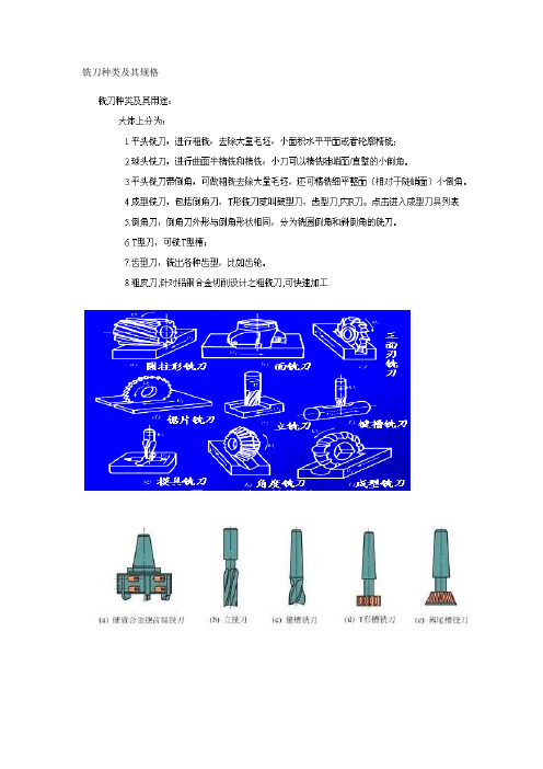 铣刀种类及规格(含图)