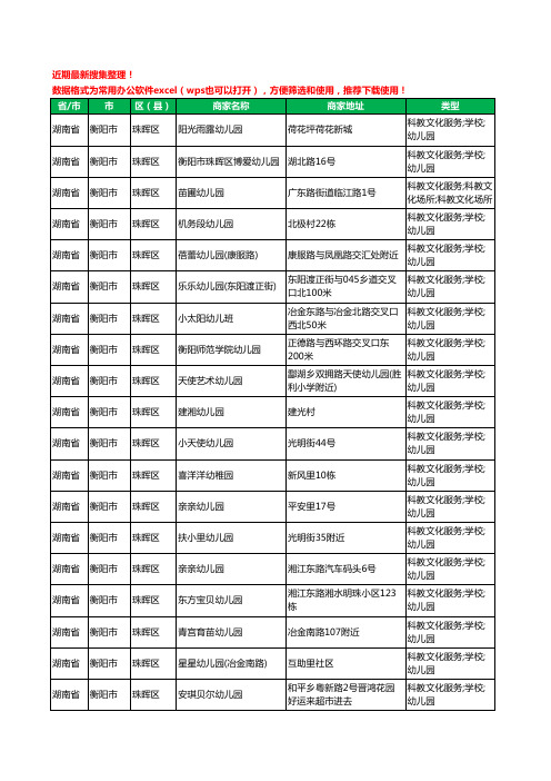 2020新版湖南省衡阳市珠晖区幼儿园工商企业公司商家名录名单黄页联系方式电话大全91家