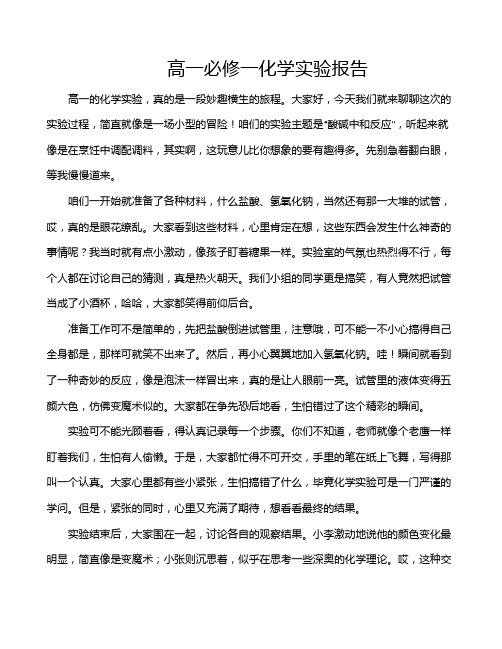 高一必修一化学实验报告