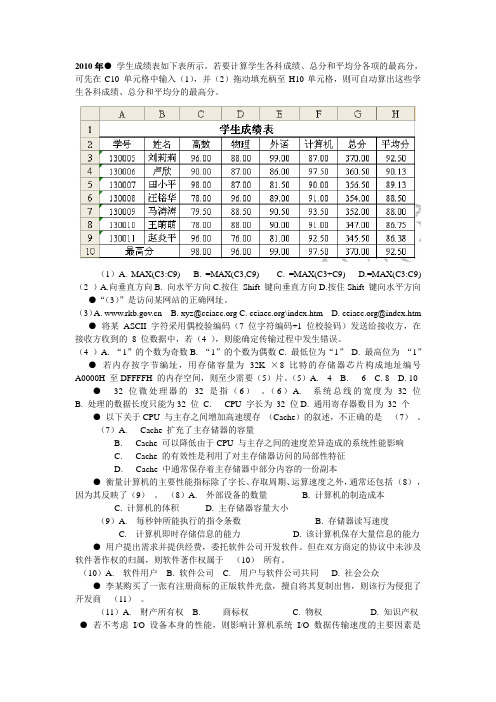 2010上半年网络管理员试题及答案