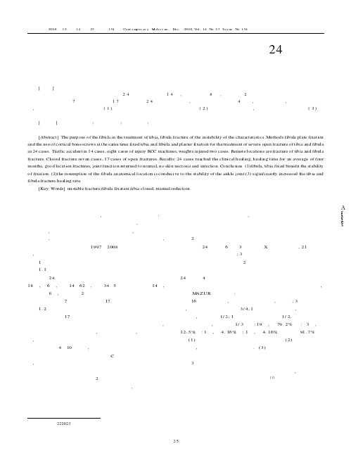 腓骨钢板内固定治疗胫腓骨远端粉碎性骨折24例报告
