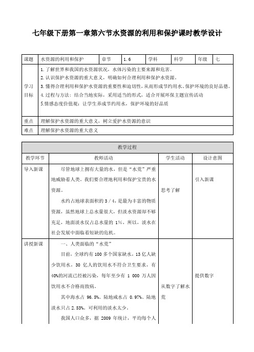 水资源的利用和保护（教案）