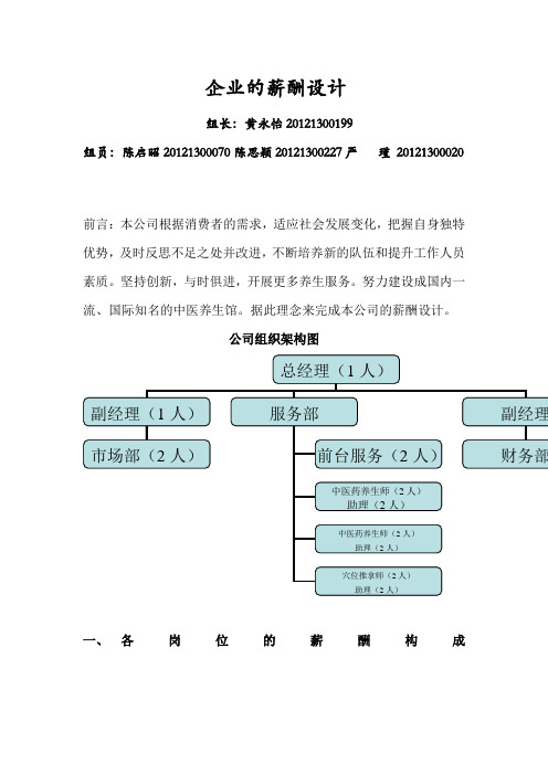 中医养生馆薪酬设计