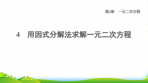 2022九年级数学上册 第2章 一元二次方程4 用因式分解法求解一元二次方程习题课件北师大版