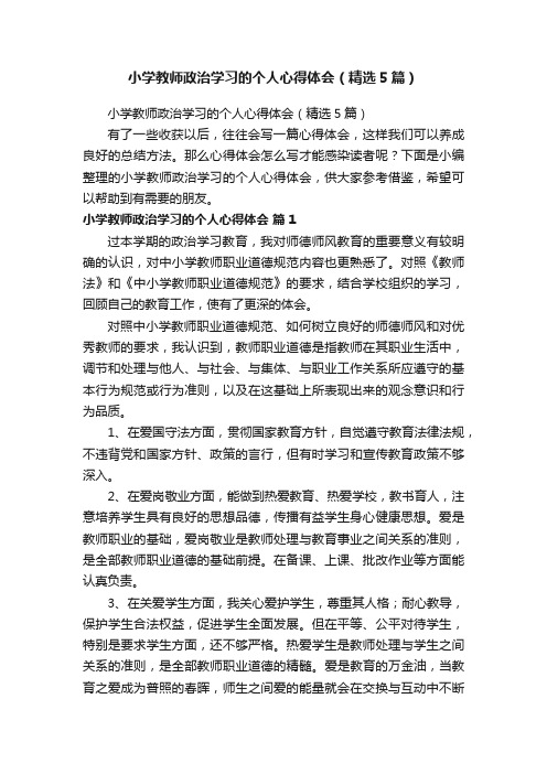 小学教师政治学习的个人心得体会（精选5篇）