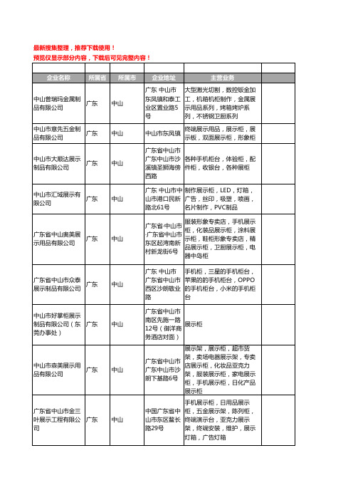 新版广东省中山展示柜工商企业公司商家名录名单联系方式大全400家