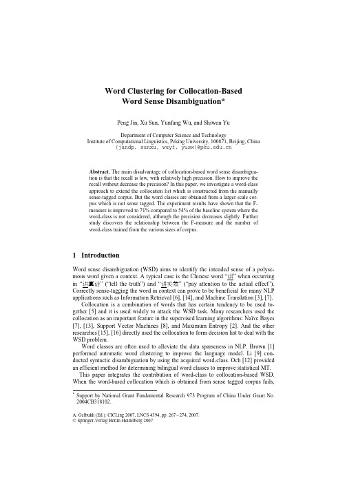 Word Clustering for Collocation-Based Word Sense Disambiguation