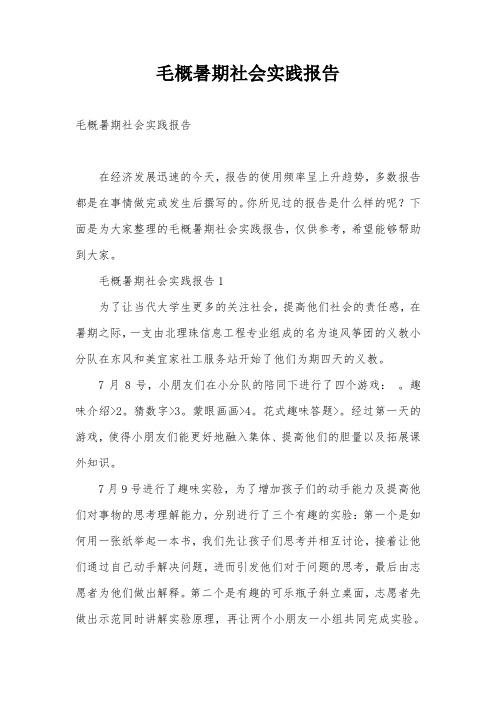 毛概暑期社会实践报告