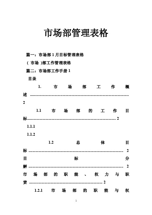 市场部管理表格