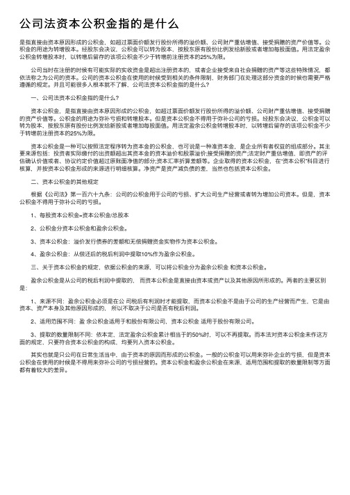 公司法资本公积金指的是什么