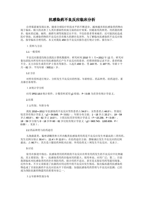 抗感染药不良反应临床分析