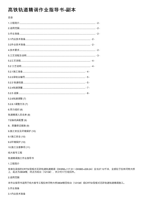 高铁轨道精调作业指导书-副本