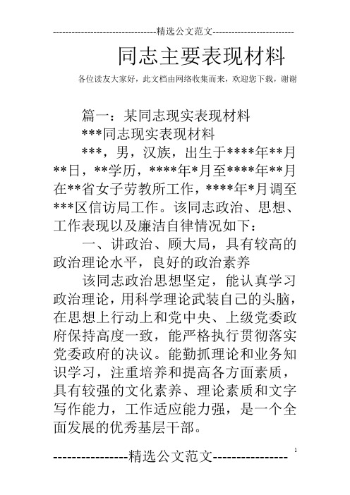 同志主要表现材料