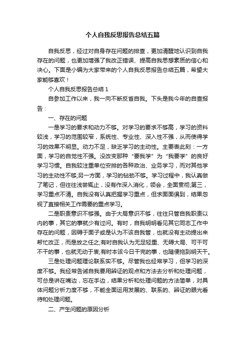 个人自我反思报告总结五篇