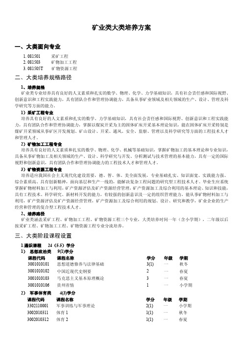 矿业类大类培养方案 - 贵州大学矿业学院