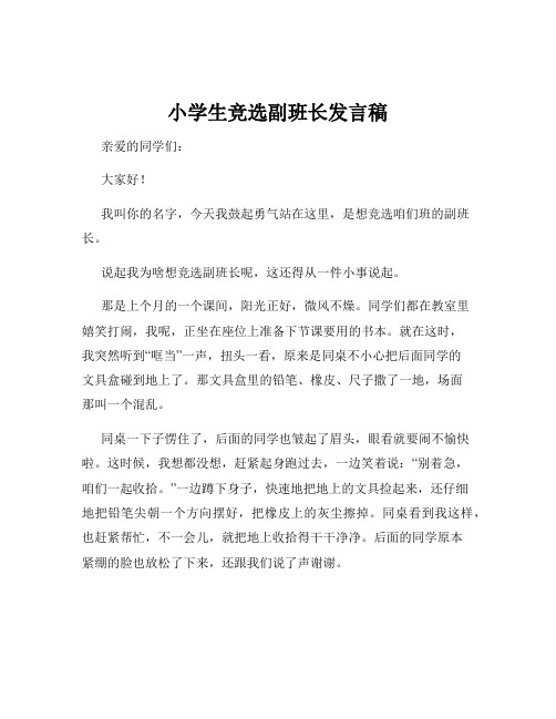 小学生竞选副班长发言稿