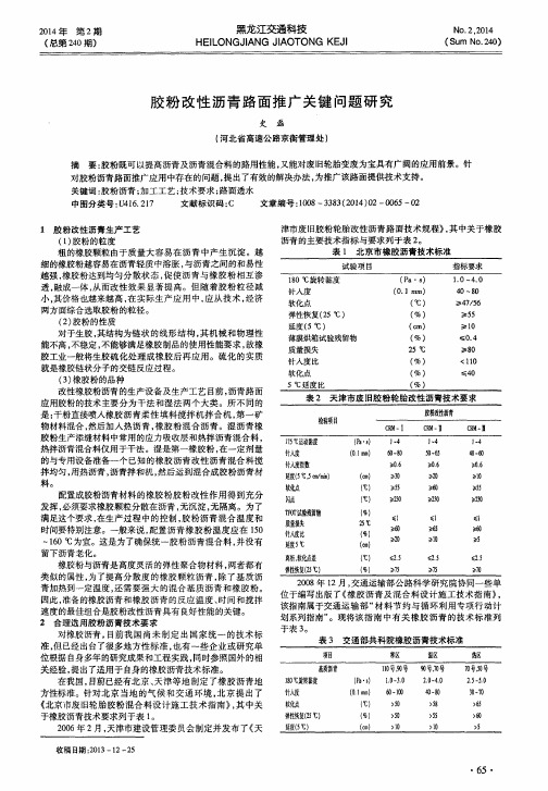 胶粉改性沥青路面推广关键问题研究