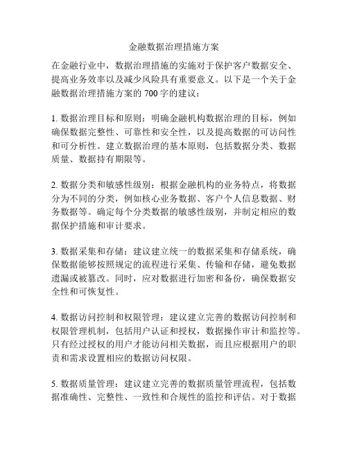 金融数据治理措施方案