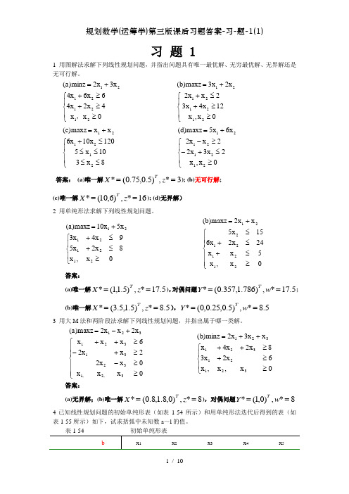 规划数学(运筹学)第三版课后习题答案-习-题-1(1)