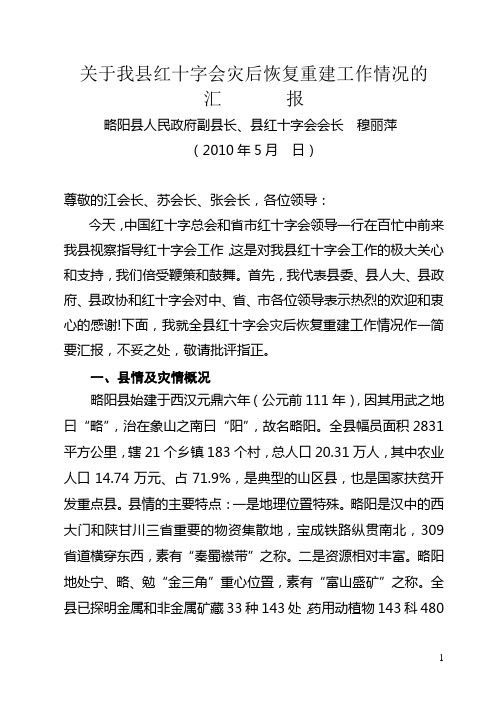 中国红十字总会领导来略汇报材料