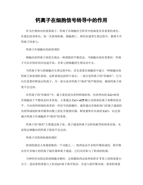 钙离子在细胞信号转导中的作用