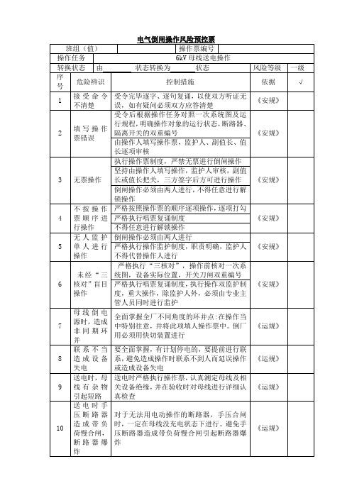 6kV母线送电操作