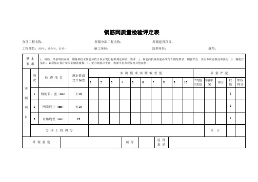 钢筋网质量检验评定表