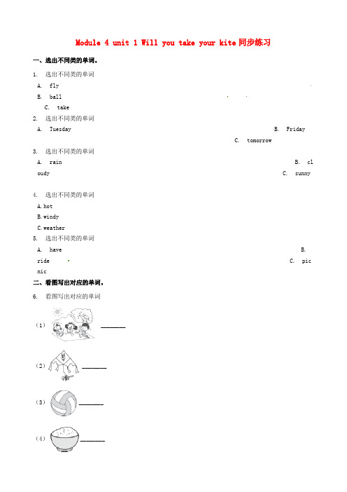 外研版(三起)小学英语四年级下册Module 4 Unit 1 Will you take your kite 习题