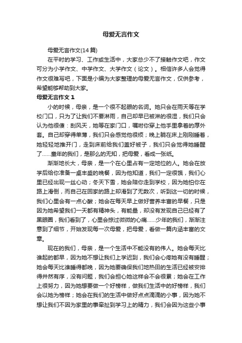 母爱无言作文（14篇）