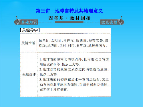 版高考地理一轮复习 第一章第三讲 地球自转及其地理意义配套课件 新人教版必修1