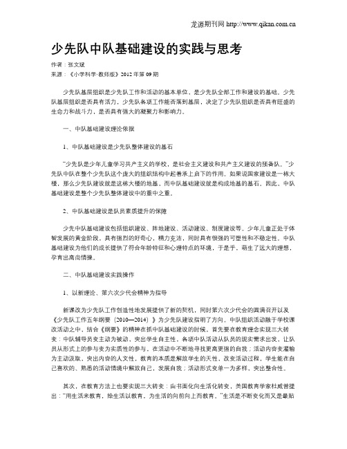 少先队中队基础建设的实践与思考
