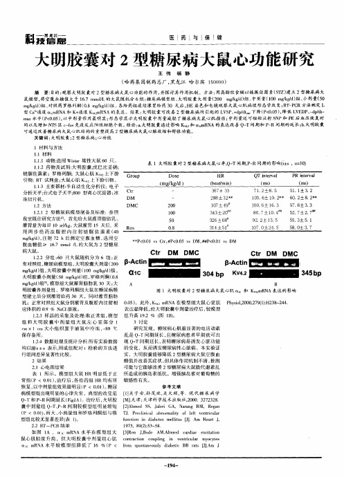 大明胶囊对2型糖尿病大鼠心功能研究