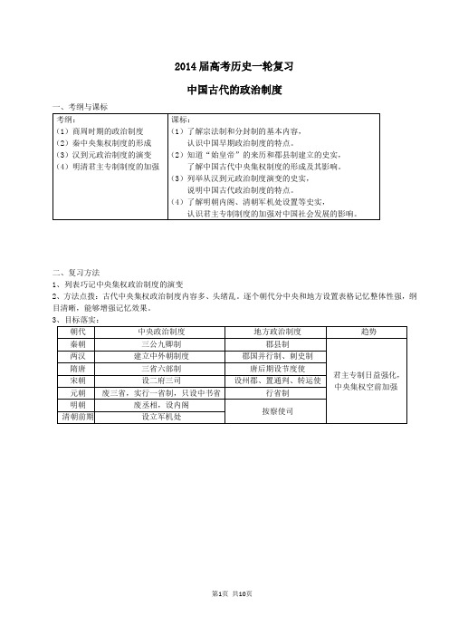 1、中国古代的中央集权制度