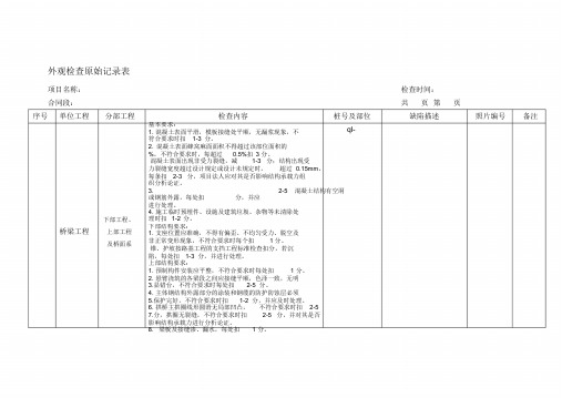 桥梁外观检查原始记录表