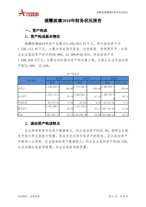 福耀玻璃2018年财务状况报告-智泽华