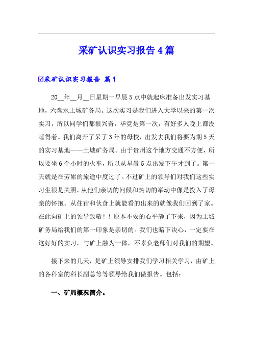 采矿认识实习报告4篇(精选模板)